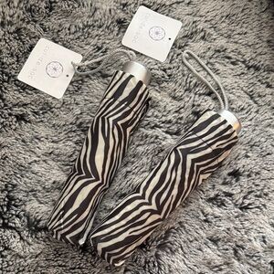 Two Zebra Print Compact Umbrellas - Black & White
